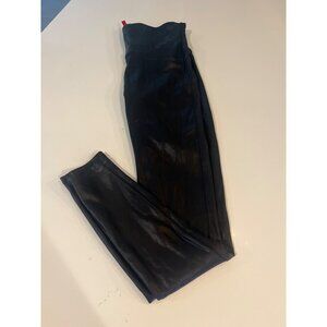 Spanx Womens Faux Leather Leggings Black Mid-Rise Stretchy M
